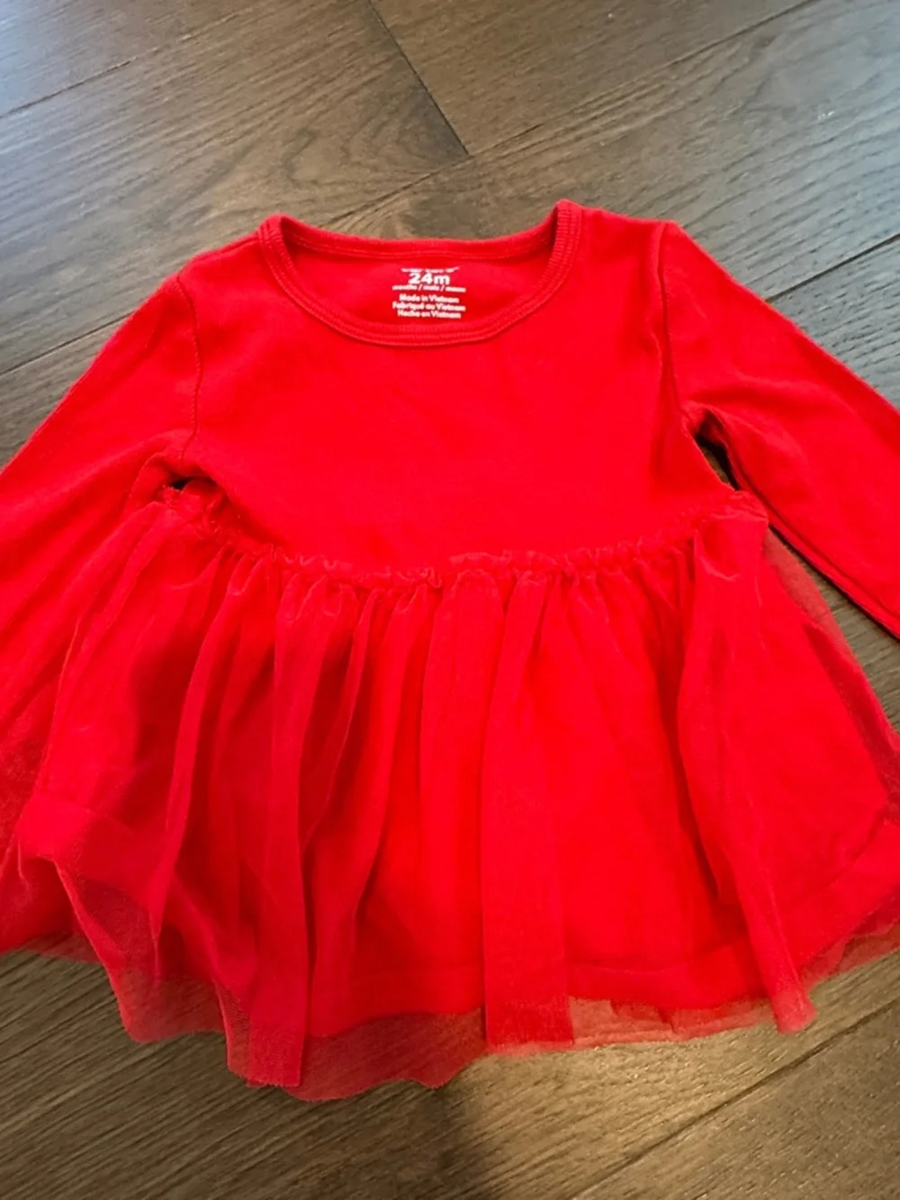 Carter’s Girls Red Long-Sleeve Tulle Tunic Top 24 Month - C37-071